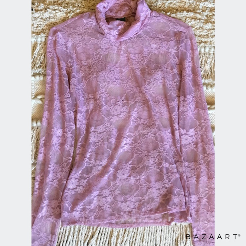 Long Sleeve Pink Lace Top